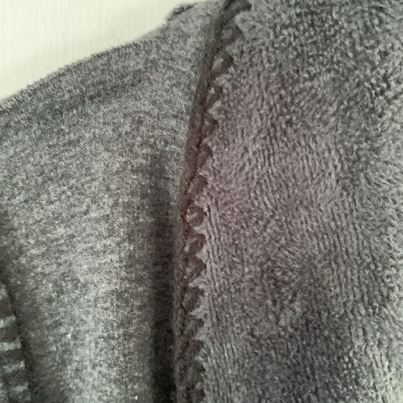 Soft Surroundings charcoal grey open front jacket with blanket stitching - Picture 3 of 10